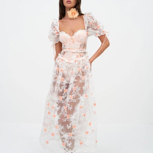 NWT Free People For Love & Lemons Tessa Midi Dress Size Small - Picture 2 of 15